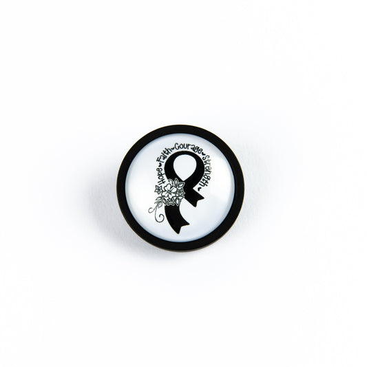 Pink/Purple/Black Ribbon Wooden Pin