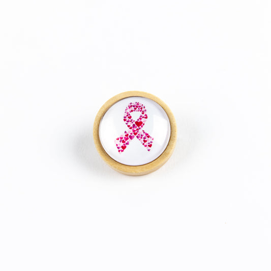 Pink/Purple/Black Ribbon Wooden Pin